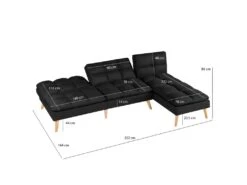 Banquette Convertible Angle Réversible Et Modulable Tissu Noir - KURT -Accueil-Canapé canape 10567653