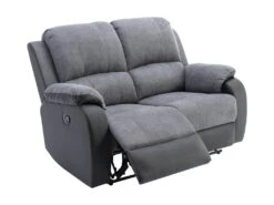 Canapé 2 Places Relax En Microfibre Et Simili Gris Et Noir BRODY -Accueil-Canapé canape 10678279