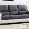 Canapé 3 Places Relax En Microfibre Et Simili Gris Et Blanc BRODY -Accueil-Canapé canape 10678673