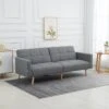 Canapé Convertible 2 Places Design Scandinave Dossier Inclinable 3 Positions Piètement Bois Tissu Aspect Lin Gris -Accueil-Canapé canape 10678785