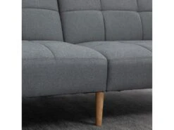 Canapé Convertible 2 Places Design Scandinave Dossier Inclinable 3 Positions Piètement Bois Tissu Aspect Lin Gris -Accueil-Canapé canape 10678791