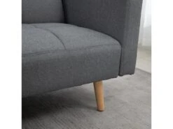 Canapé Convertible 2 Places Design Scandinave Dossier Inclinable 3 Positions Piètement Bois Tissu Aspect Lin Gris -Accueil-Canapé canape 10678793