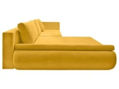 Canapé Convertible Angle Gauche En Tissu Côtelé Jaune - WINNIE -Accueil-Canapé canape 10685861