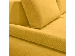 Canapé Convertible Angle Gauche En Tissu Côtelé Jaune - WINNIE -Accueil-Canapé canape 10685863