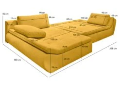 Canapé Convertible Angle Gauche En Tissu Côtelé Jaune - WINNIE -Accueil-Canapé canape 10685865