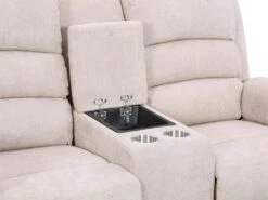 Canapé 2 Places Relax électrique En Tissu Beige Avec Tablette NEVERS -Accueil-Canapé canape 10723867