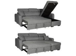 Canapé D'angle Convertible WARREN 3 Places Gris - HAPPY GARDEN -Accueil-Canapé canape 10779109