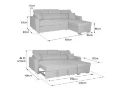 Canapé D'angle Convertible WARREN 3 Places Gris - HAPPY GARDEN -Accueil-Canapé canape 10779113