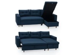 Canapé D'angle Convertible WADE 3 Places Bleu - HAPPY GARDEN -Accueil-Canapé canape 10780595