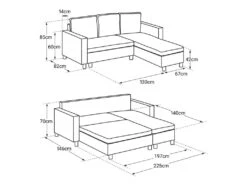 Canapé D'angle Convertible WADE 3 Places Bleu - HAPPY GARDEN -Accueil-Canapé canape 10780599