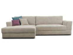 Canapé D'angle Gauche En Velours Côtelé Gris CURIPINA -Accueil-Canapé canape 10790829