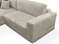 Canapé D'angle Gauche En Velours Côtelé Gris CURIPINA -Accueil-Canapé canape 10790833