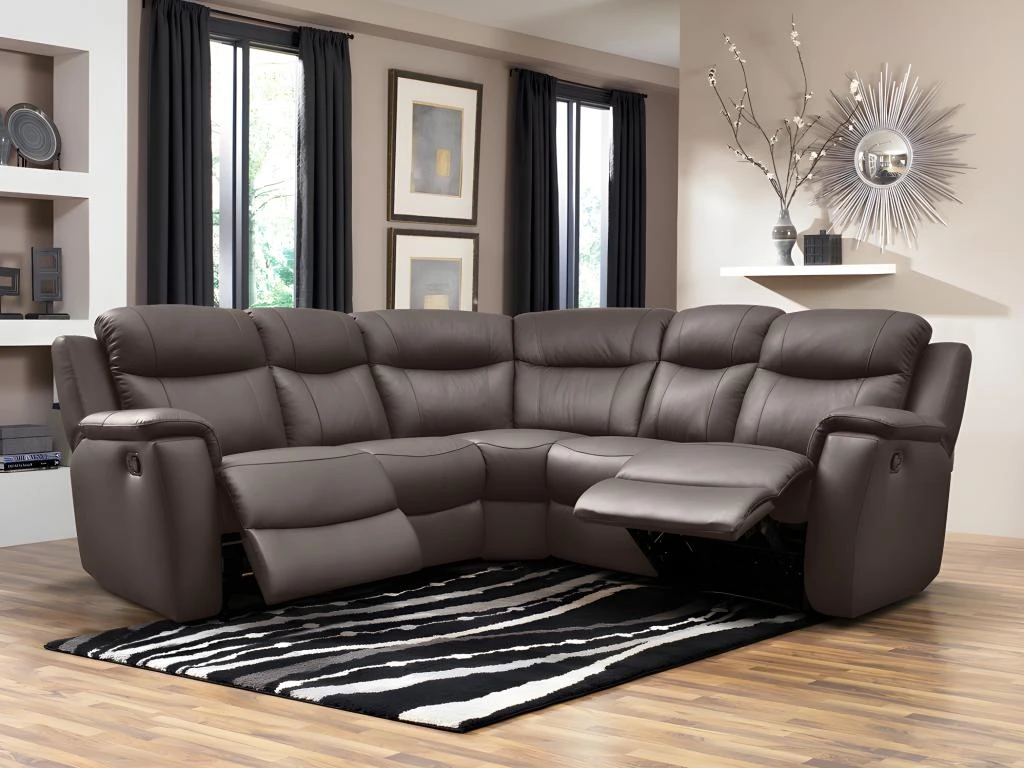 Canapé D'angle Relax Cuir EVASION - Noir 9 Canapé D'angle Relax Cuir EVASION - Noir – Image 7