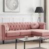 Canapé D'angle Réversible En Velours Vieux Rose TURNER -Accueil-Canapé canape 10838529