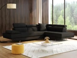 Canapé D'angle XL En Tissu ROMAIN - Noir Angle Gauche -Accueil-Canapé canape 10878371