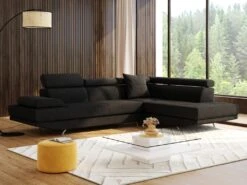 Canapé D'angle XL En Tissu ROMAIN - Noir Angle Gauche -Accueil-Canapé canape 10878445