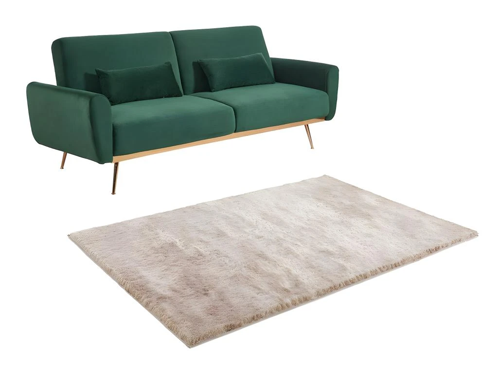 Ensemble Canapé 3 Places Convertible Clic-clac Vert Sapin LAUNEI Et Tapis Taupe DOLCE 3 Ensemble Canapé 3 Places Convertible Clic-clac Vert Sapin LAUNEI Et Tapis Taupe DOLCE