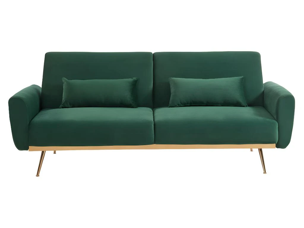 Ensemble Canapé 3 Places Convertible Clic-clac Vert Sapin LAUNEI Et Tapis Taupe DOLCE 6 Ensemble Canapé 3 Places Convertible Clic-clac Vert Sapin LAUNEI Et Tapis Taupe DOLCE – Image 4