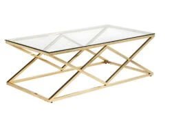 Ensemble Canapé D'angle Gauche Convertible Beige AMELIA Et Table Basse Dorée CHARLOTTE -Accueil-Canapé canape 10888151