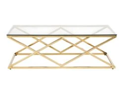 Ensemble Canapé D'angle Gauche Convertible Beige AMELIA Et Table Basse Dorée CHARLOTTE -Accueil-Canapé canape 10888153