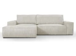 Ensemble Canapé D'angle Gauche Convertible Beige AMELIA Et Table Basse Dorée CHARLOTTE -Accueil-Canapé canape 10888155