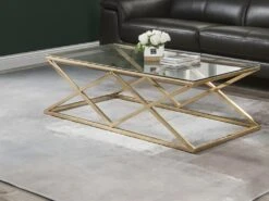 Ensemble Canapé D'angle Droit Convertible Beige AMELIA Et Table Basse Dorée CHARLOTTE -Accueil-Canapé canape 10888183