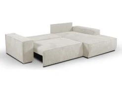 Ensemble Canapé D'angle Droit Convertible Beige AMELIA Et Table Basse Dorée CHARLOTTE -Accueil-Canapé canape 10888201