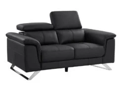 Canapé 2 Places En Cuir De Vachette Noir BREYT II -Accueil-Canapé canape 10904927