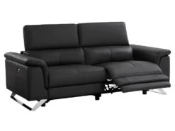 Canapé 3 Places Relax électrique En Cuir De Vachette Noir BREYT II -Accueil-Canapé canape 10905305