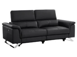 Canapé 3 Places Relax électrique En Cuir De Vachette Noir BREYT II -Accueil-Canapé canape 10905307