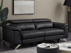 Canapé 3 Places Relax électrique En Cuir De Vachette Noir BREYT II -Accueil-Canapé canape 10905471