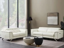 Canapé 2 Places En Cuir De Vachette Blanc BREYT II