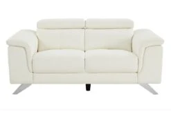 Canapé 2 Places En Cuir De Vachette Blanc BREYT II -Accueil-Canapé canape 10905859