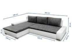 Canapé D'angle Convertible Gauche 4 Places Avec Coffre Joakim Gris Et Blanc -Accueil-Canapé canape 11107371