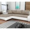 Canapé D'angle Convertible Gauche 4 Places Avec Coffre Joakim Beige Et Blanc -Accueil-Canapé canape 11107715