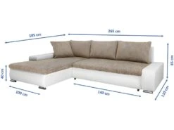 Canapé D'angle Convertible Gauche 4 Places Avec Coffre Joakim Beige Et Blanc -Accueil-Canapé canape 11107719