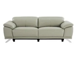 Canapé 3 Places Relax électrique En Cuir De Vachette Gris Clair AZIDEE II -Accueil-Canapé canape 11160947