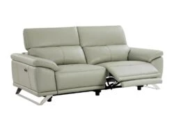 Canapé 3 Places Relax électrique En Cuir De Vachette Gris Clair AZIDEE II -Accueil-Canapé canape 11160969