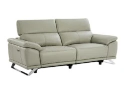 Canapé 3 Places Relax électrique En Cuir De Vachette Gris Clair AZIDEE II -Accueil-Canapé canape 11160971