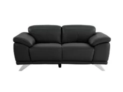 Canapé 2 Places En Cuir De Vachette Noir AZIDEE II -Accueil-Canapé canape 11161135
