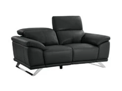 Canapé 2 Places En Cuir De Vachette Noir AZIDEE II -Accueil-Canapé canape 11161203