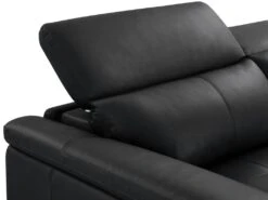 Canapé 3 Places Relax électrique En Cuir De Vachette Noir AZIDEE II -Accueil-Canapé canape 11161451