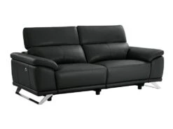 Canapé 3 Places Relax électrique En Cuir De Vachette Noir AZIDEE II -Accueil-Canapé canape 11161465