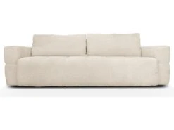 Canapé 3 Places Convertible En Tissu Bouclette Crème ISSORO -Accueil-Canapé canape 11196745