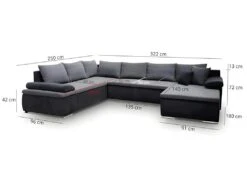 Canapé D'angle Panoramique Convertible Et Réversible En Simili Et Tissu DAKOTA - Marron -Accueil-Canapé canape 11225315