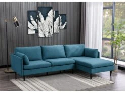 Canapé D'angle Réversible En Tissu MAKAO - Bleu Canard