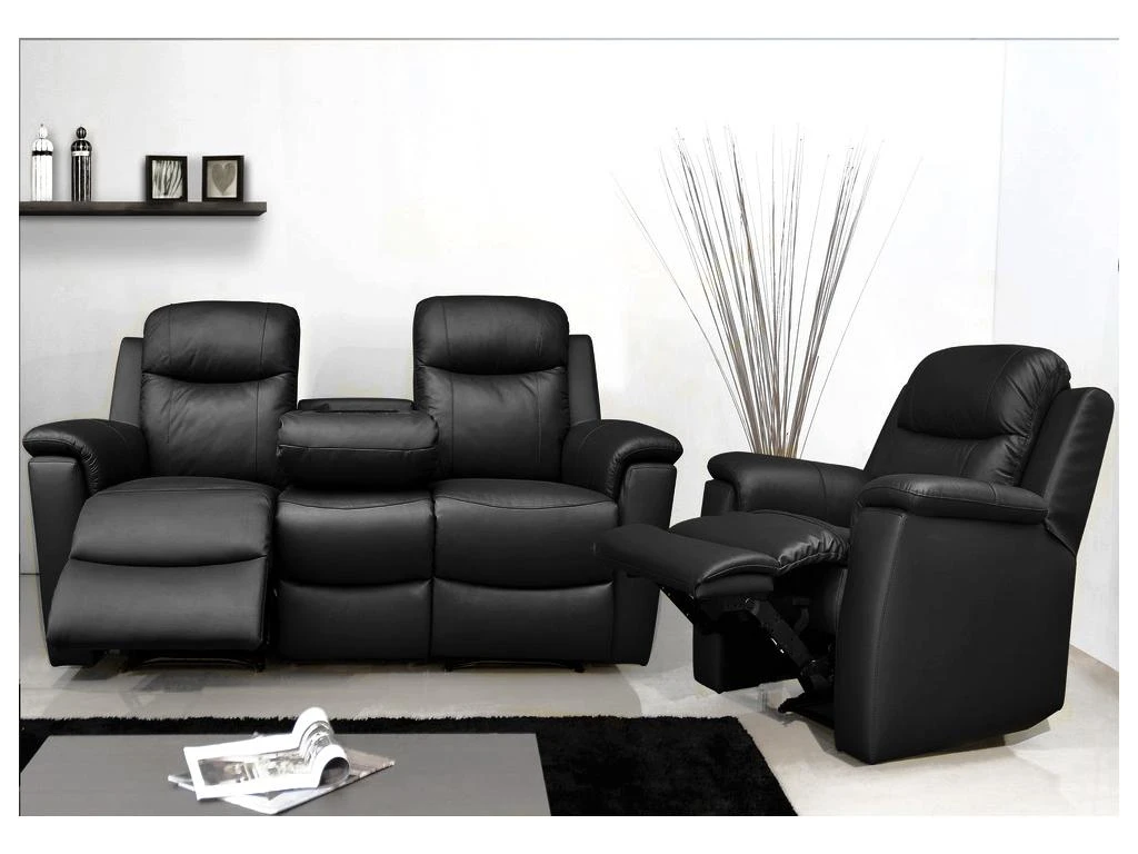 Canapé 2 Places Relax EVASION En Cuir - Gris Clair 17 Canapé 2 Places Relax EVASION En Cuir - Gris Clair – Image 15