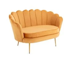 Canapé 2 Places Coquillage En Velours Jaune Moutarde DANDELION De Pascal Morabito -Accueil-Canapé canape 1177613
