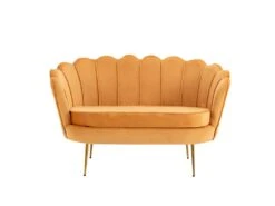 Canapé 2 Places Coquillage En Velours Jaune Moutarde DANDELION De Pascal Morabito -Accueil-Canapé canape 1177619