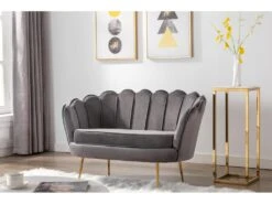 Canapé 2 Places Coquillage En Velours Anthracite DANDELION De Pascal Morabito